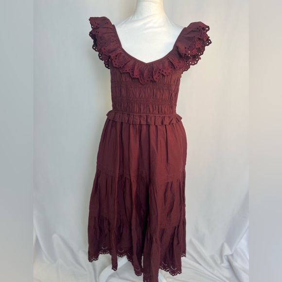 NWOT / Madewell Petite Lucie Embroidered Cotton Midi Dress - Picture 7 of 9